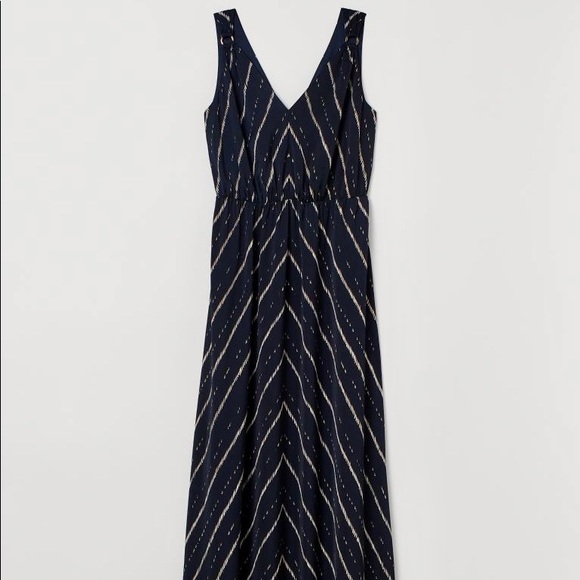 CLOSING SALE! 
🎉HP!!🎉 NWT H&M | Long V-Neck Blue Dress - Picture 1 of 7
